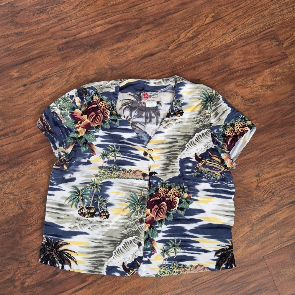 Made in Hawaii Hilo Hattie Floral Patterned Shirt Sz Large